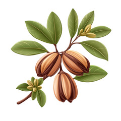 Jojoba Fruit Isolated on Transparent Background, Fresh Jojoba Fruit Clipart, Botanical Jojoba Fruit Isolated