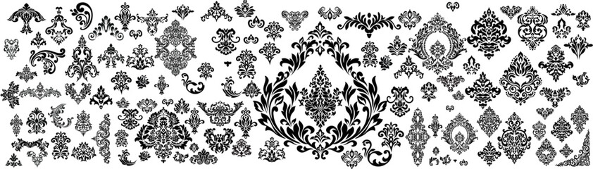 Vintage set of patterns. For wedding invitations, wallpapers, stained glass windows and cards.