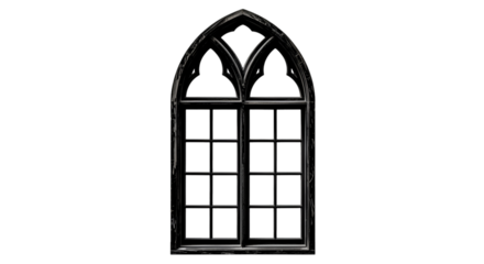Gothic Arch Window on Black Background