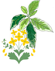 yellow flower with leaves