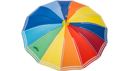 Obraz premium Vibrant Rainbow Umbrella Isolated on Black Background