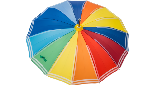 Vibrant Rainbow Umbrella Isolated on Black Background