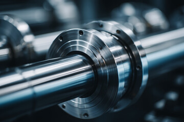 Close-Up of Metal Precision Machinery Component in Industrial Setting