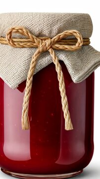 Elegant transformation of stylishly wrapped jam jar focused on rustic aesthetic