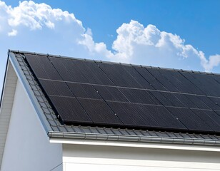 modern black solar panels installed on the sloped roof