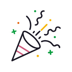 Celebrate with a vibrant party popper graphic for birthdays, holidays, and special events