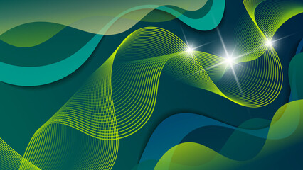 Luxurious green tones art background with intertwining smooth lines. An excellent illustration for advertising, posters, postcards, business cards, corporate attributes and your other projects.