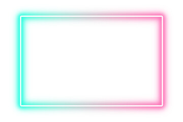 blurry neon glow frame template with pink and cyan gradient transparent background