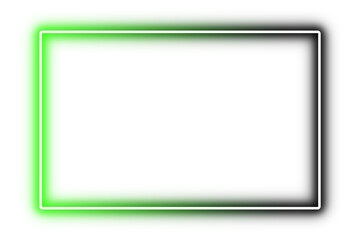 green and black neon gradient glowing rectangle border frame isolated on transparent background.