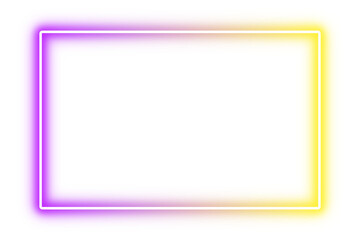pink and yellow neon gradient glowing rectangle border frame isolated on transparent background.