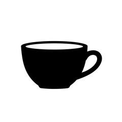 Simple silhouette of a coffee cup and saucer for beverage and cafe designs silhouette