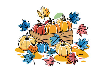 pumpkin and autumn leaves