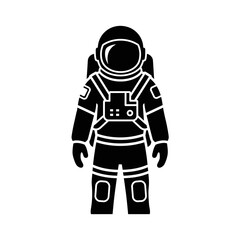 Astronaut figure detailed silhouette icon black white simple graphic element for design projects silhouette