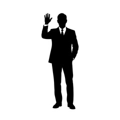 Silhouette of a businessman holding binoculars forward looking business strategy vision silhouette