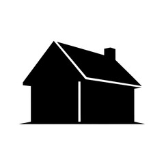 Simple silhouette of a cozy house with a chimney ideal for real estate and home concepts silhouette
