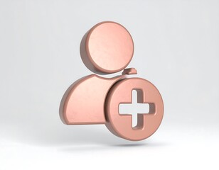 3D rendered icon of a person with a plus sign