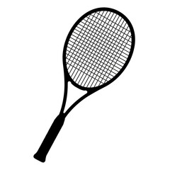 Classic tennis racquet hand drawn line art sport equipment for athletic activity silhouette