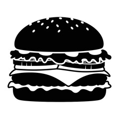Classic double cheeseburger silhouette icon perfect for food branding and menus silhouette