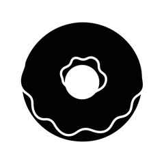 Crispy chocolate donut with powdered sugar delicious pastry sweet treat isolated close-up silhouette