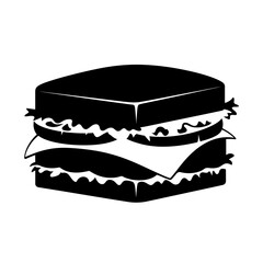 Delicious sandwich icon a savory fast food meal ready to eat and enjoy silhouette