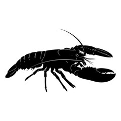 Detailed black silhouette of a lobster for food and seafood themes silhouette