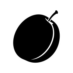 Simple silhouette of a ripe plum fruit isolated on a clean white square background silhouette