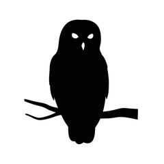 Majestic black silhouette owl perched on branch minimalist art for your projects silhouette