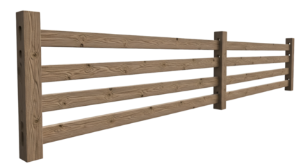Rustic Wooden Rail Fence on Black Background