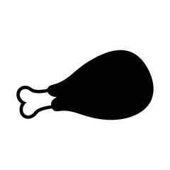 Simple silhouette icon of a cooked chicken leg piece for food graphics and menus silhouette