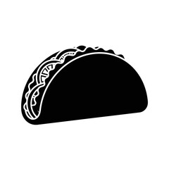 Simple stylized icon of a taco with textured filling presented clearly silhouette