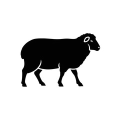 Simple silhouette of a sheep inside a square frame on a black background silhouette