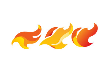 Three stylized flame elements with smooth gradient colors representing fire or energy