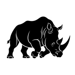 Silhouette of a charging rhinoceros wild animal graphic element for design silhouette