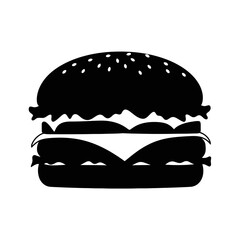 Classic hamburger silhouette icon fast food emblem black and white graphic element silhouette