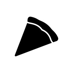 Simple black and white slice of pizza icon for food and restaurant graphics silhouette