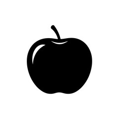 Bold black apple icon representing health knowledge innovation technology and simplicity silhouette