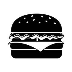 Simple silhouette icon of a classic hamburger with layers for food and restaurant themes silhouette