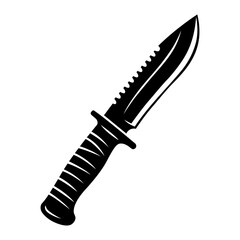 Knife Silhouette Vector | Hunting Knife Clipart | Survival Knife Icon Black and White