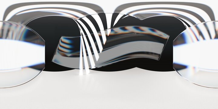 360&deg; HDRI of a futuristic render studio with soft curved light reflections and abstract lighting setup. Ideal for product mockups and 3D environments.