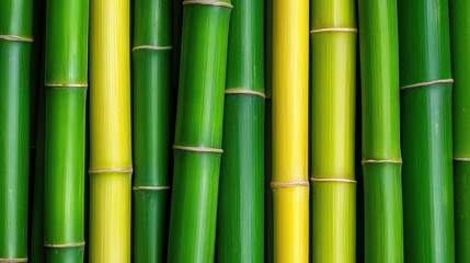 Obraz premium Green and yellow bamboo stalks background