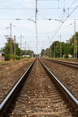 Straight Railway Tracks Creating a Powerful Perspective and Vanishing Point