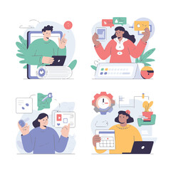 Time Management and Productivity Illustration Set