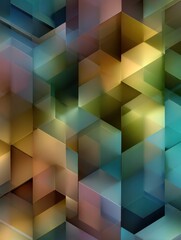 Obraz premium Colorful Abstract Geometric Pattern Showcasing Vibrant Hexagons and Soft Gradients in Various Hues and Tones During Daylight