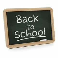 Obraz premium Blackboard with handwritten text Back to School in chalk isolated on white background, professional education and learning photo
