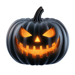 Halloween Jack-o’-Lantern Pumpkin Isolated on Transparent Background, Spooky Carved Pumpkin Clipart, Halloween Pumpkin Decoration Isolated