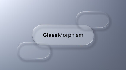 Liquid glass morphism vector design with frosted effect. Modern transparent ui elements, abstract background for digital interface.