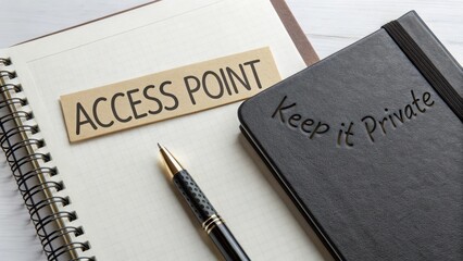 Access Point Note Taking with Private Journal and Pen on Desk