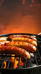 Grilled sausages on a barbecue
