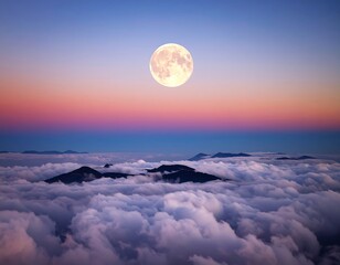 Majestic moonlit mountain cloudscape
