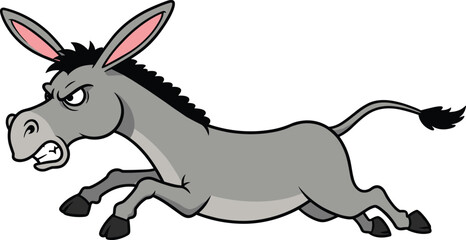 Art & IllustrationAngry cartoon donkey illustration, aggressive animal mascot, fierce mule character, animated farm animal, wild donkey vector, funny equine artwork